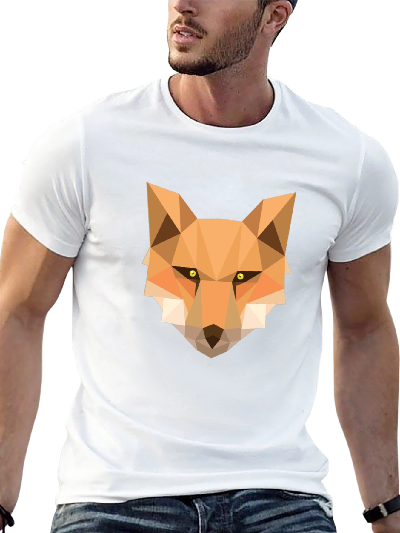 Geometric Fox Graphic Tee - Stylish Black T-Shirt