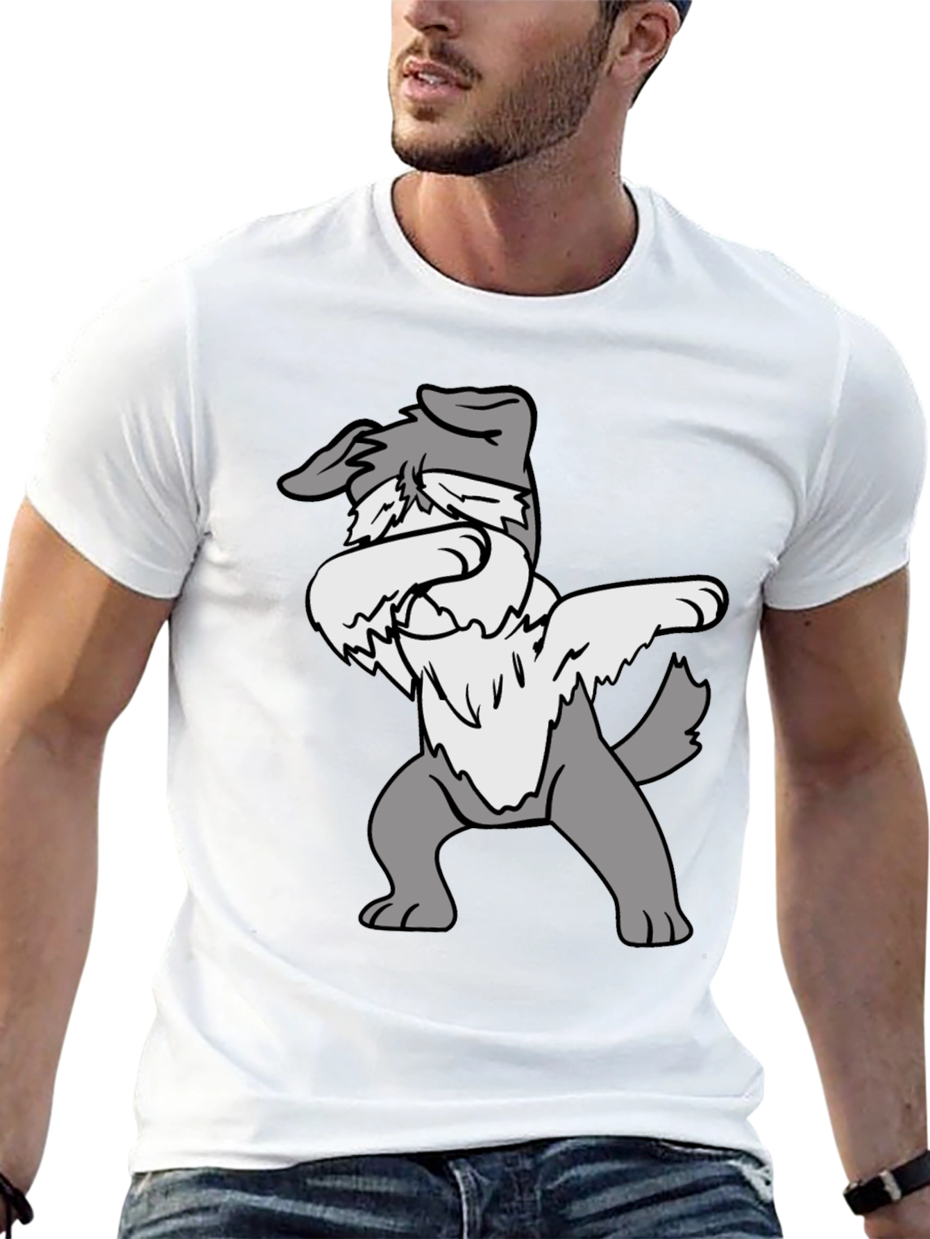 Dabbing Dog Graphic Tee - Black Cotton Casual Shirt