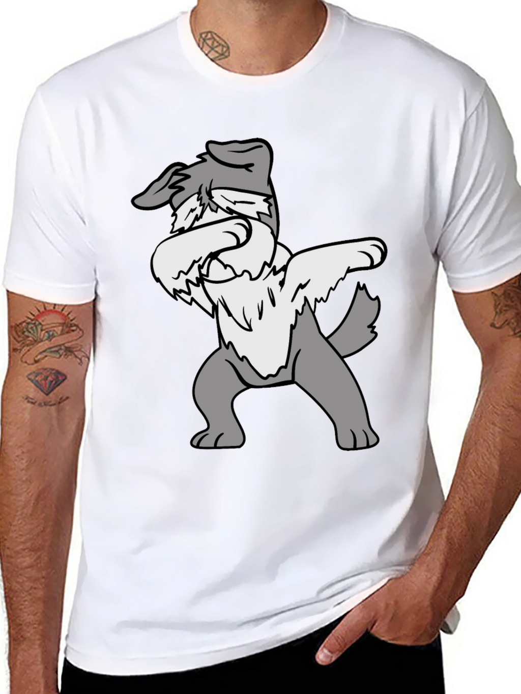 Dabbing Dog Graphic Tee - Black Cotton Casual Shirt