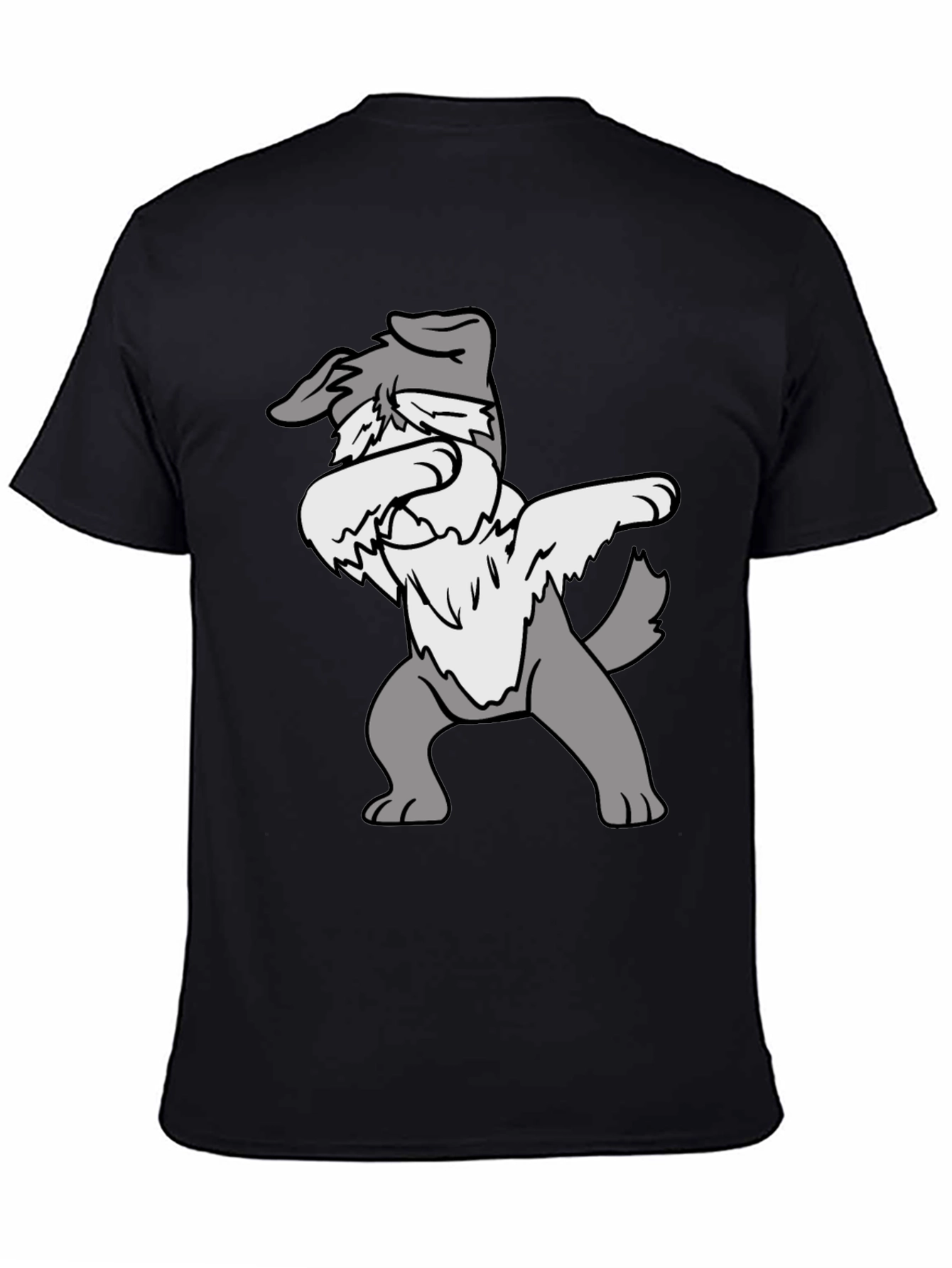 Dabbing Dog Graphic Tee - Black Cotton Casual Shirt