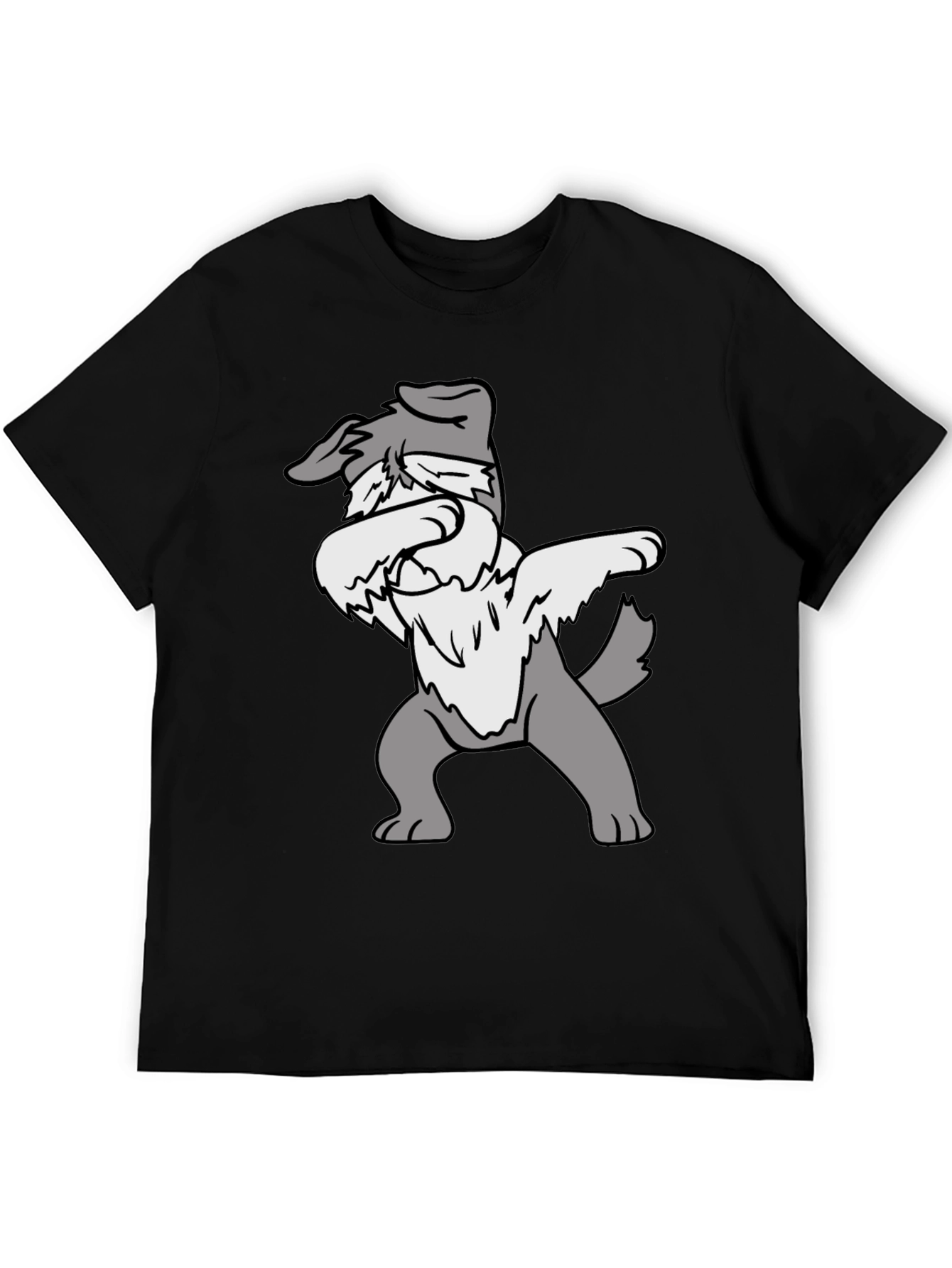 Dabbing Dog Graphic Tee - Black Cotton Casual Shirt