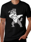 Dabbing Dog Graphic Tee - Black Cotton Casual Shirt