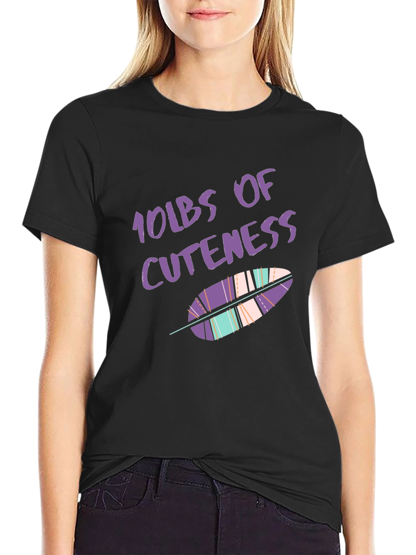 10lbs of Cuteness Feather Graphic T-Shirt