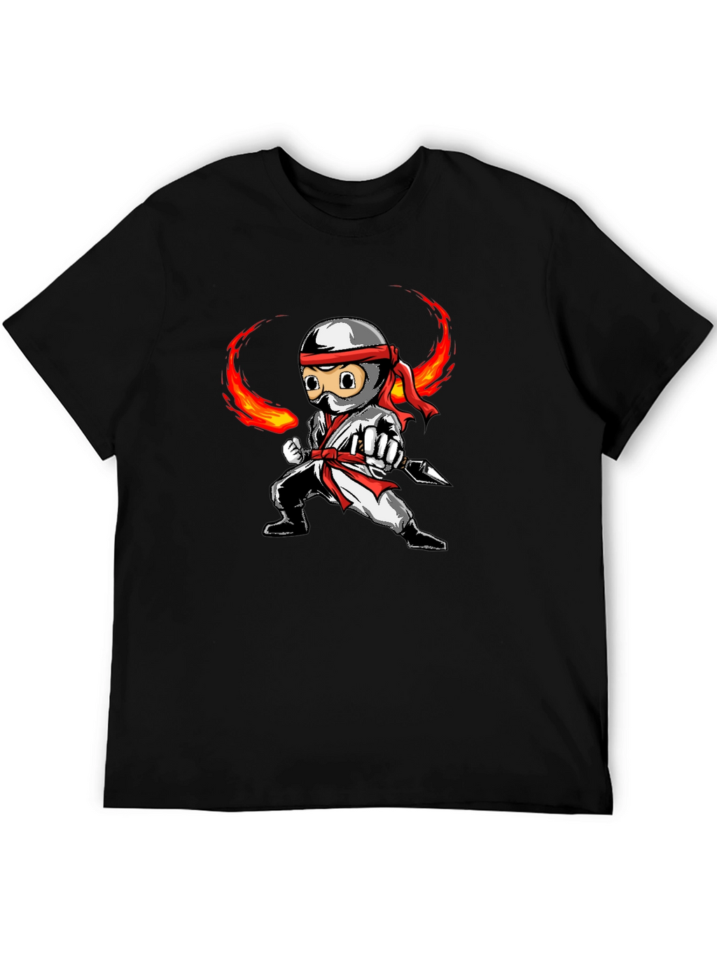 Ninja Cartoon Graphic Black T-Shirt