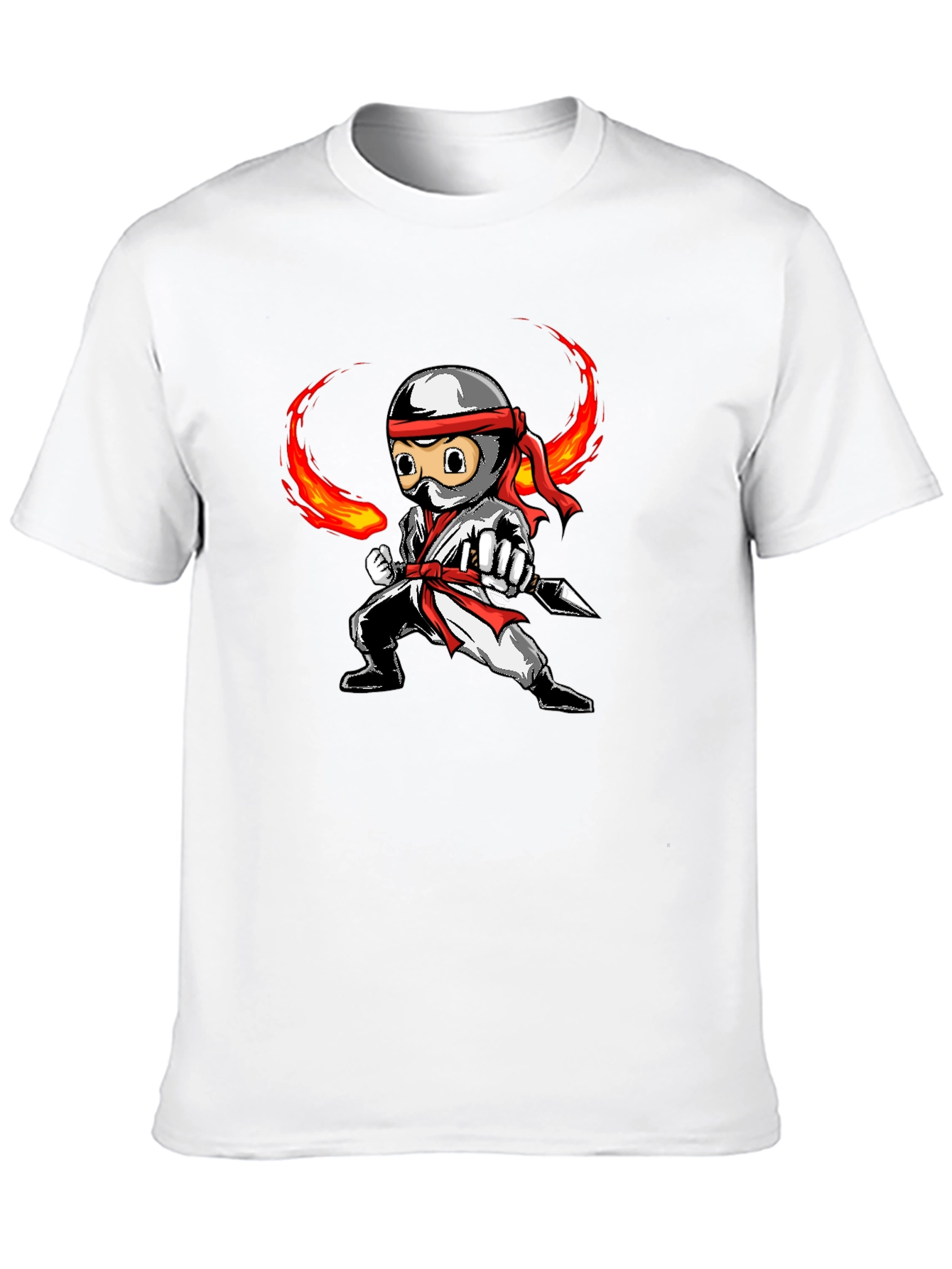 Ninja Cartoon Graphic Black T-Shirt