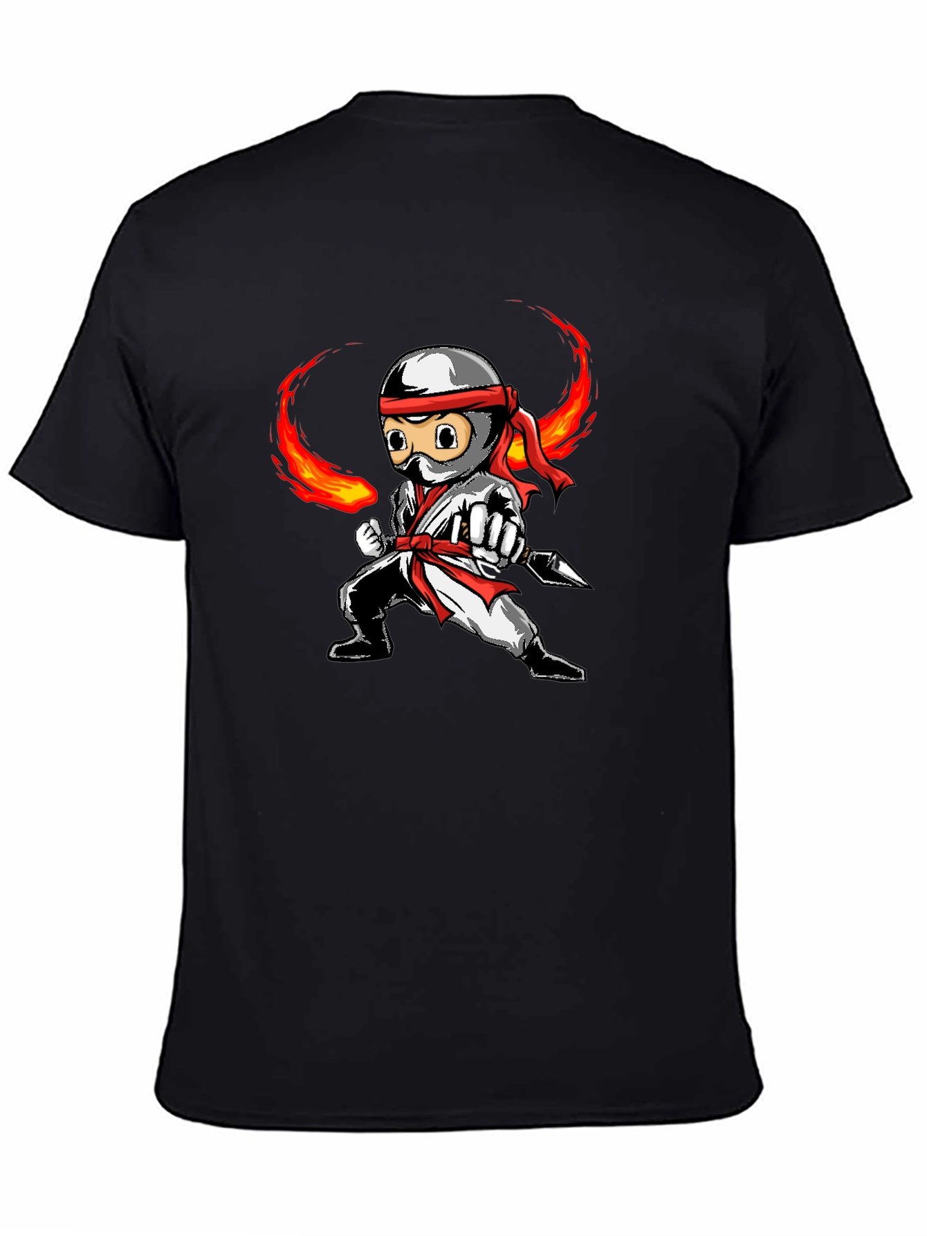 Ninja Cartoon Graphic Black T-Shirt