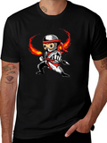 Ninja Cartoon Graphic Black T-Shirt
