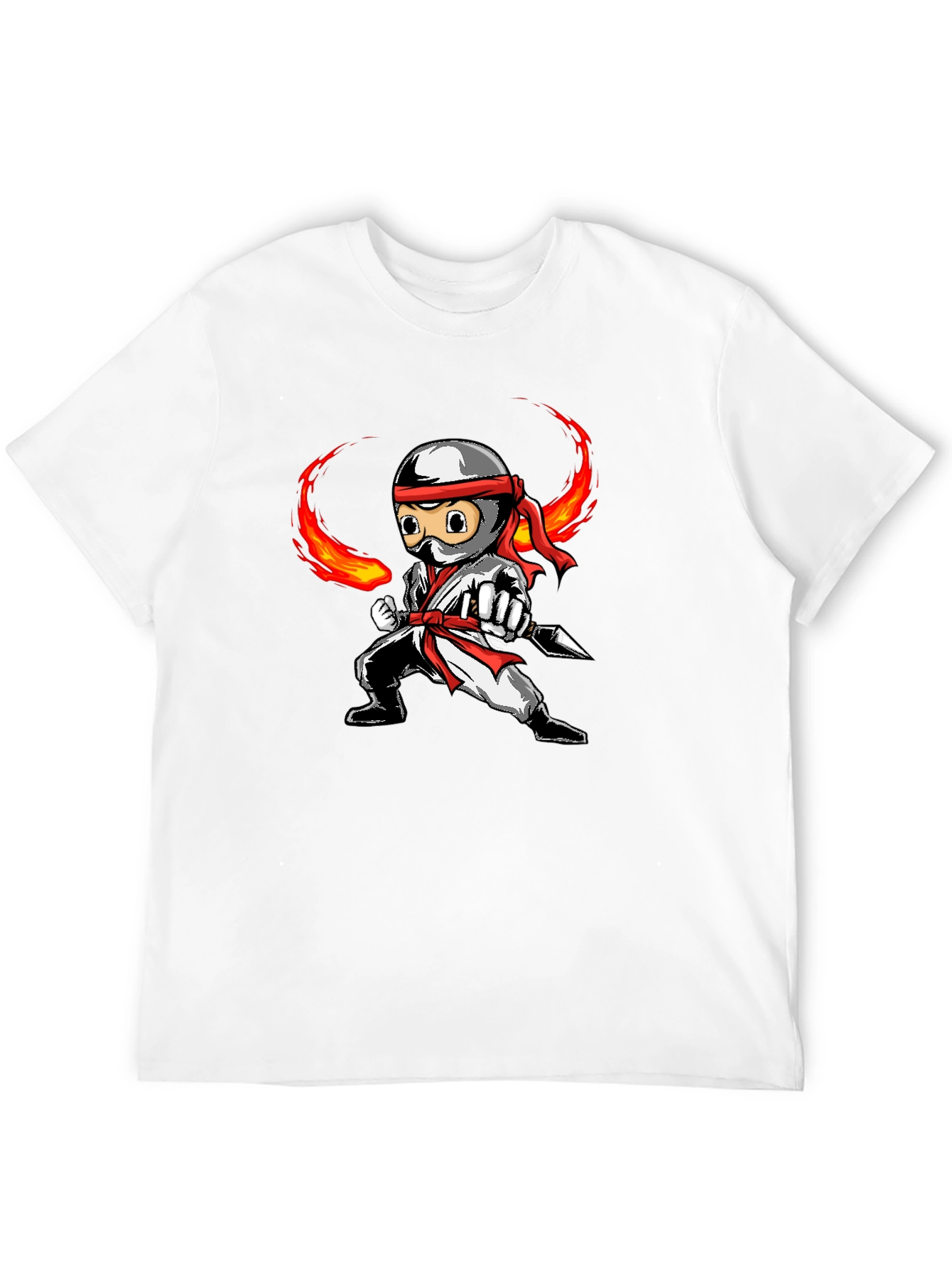 Ninja Cartoon Graphic Black T-Shirt