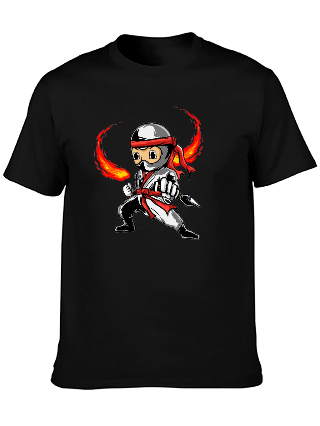Ninja Cartoon Graphic Black T-Shirt