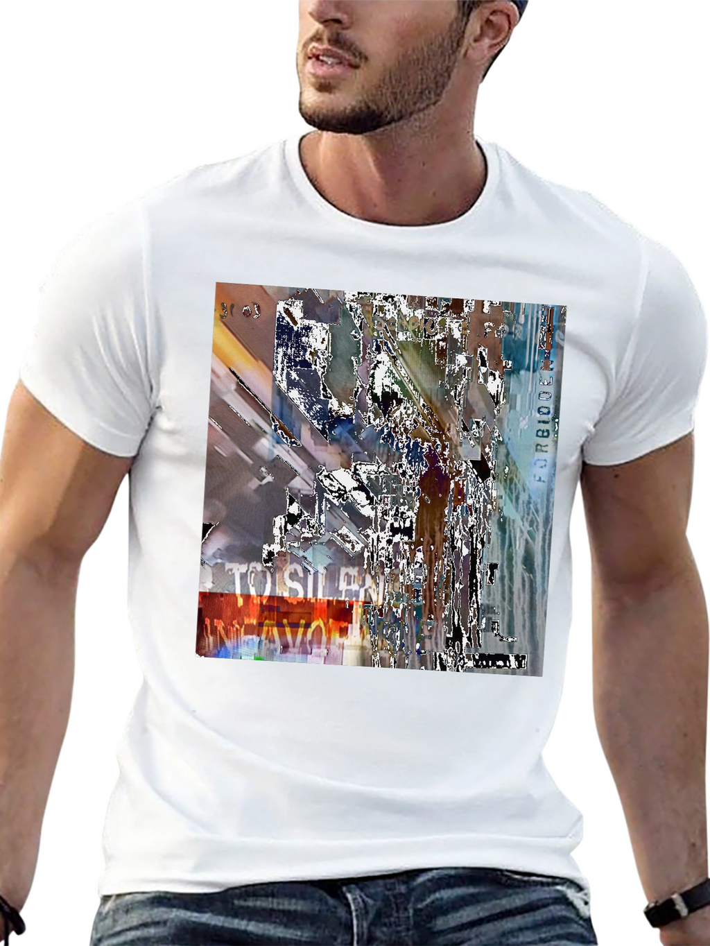Abstract Graphic Print Black Crew Neck T-Shirt