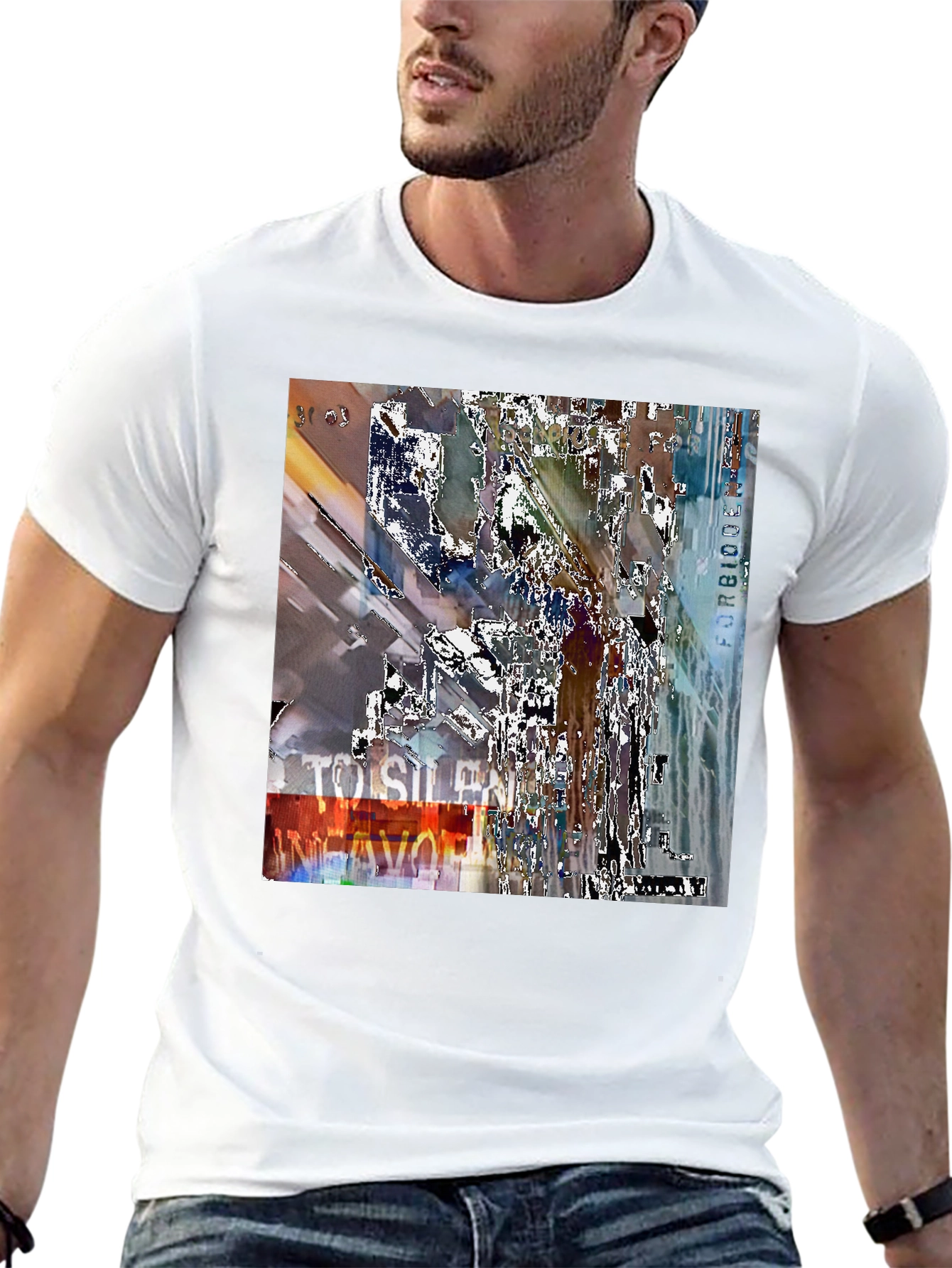 Abstract Graphic Print Black Crew Neck T-Shirt