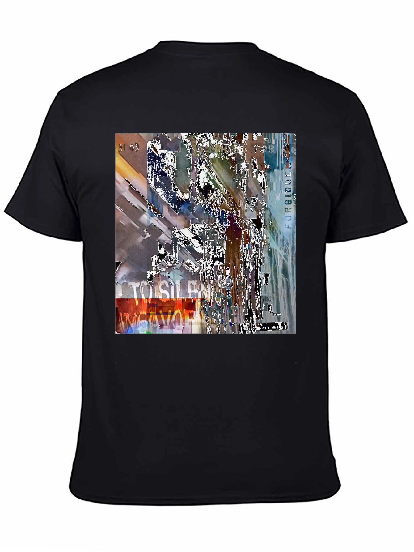 Abstract Graphic Print Black Crew Neck T-Shirt