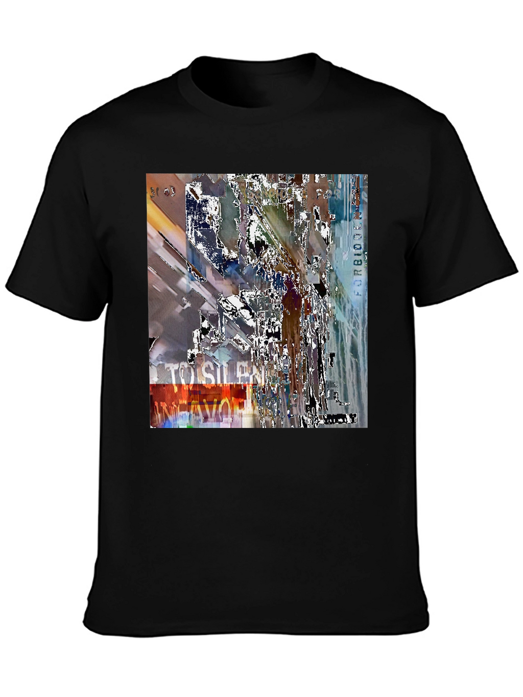 Abstract Graphic Print Black Crew Neck T-Shirt