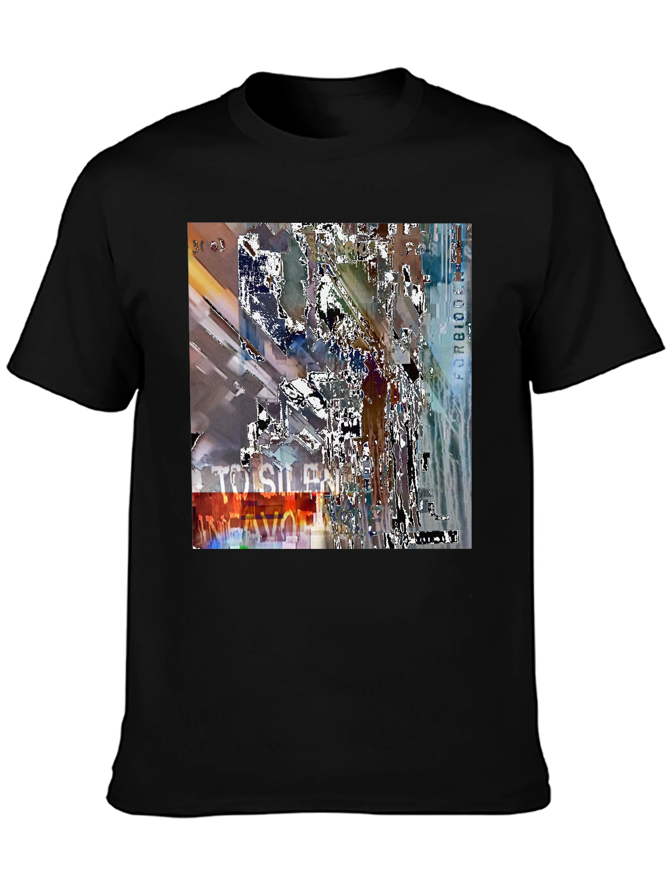 Abstract Graphic Print Black Crew Neck T-Shirt