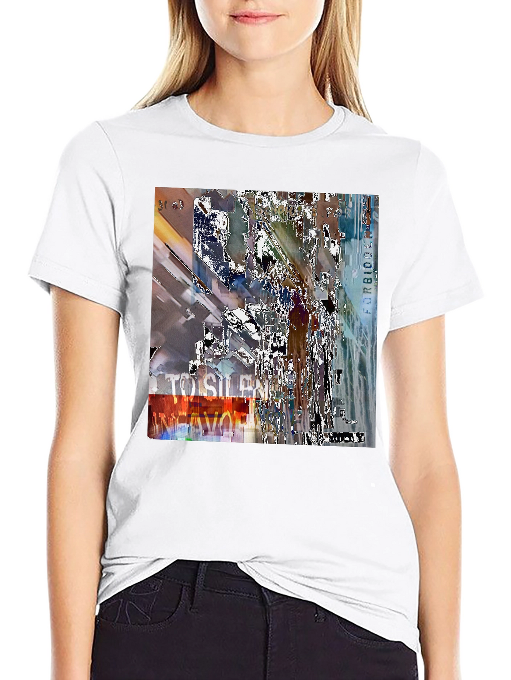 Abstract Graphic Print Black Crew Neck T-Shirt