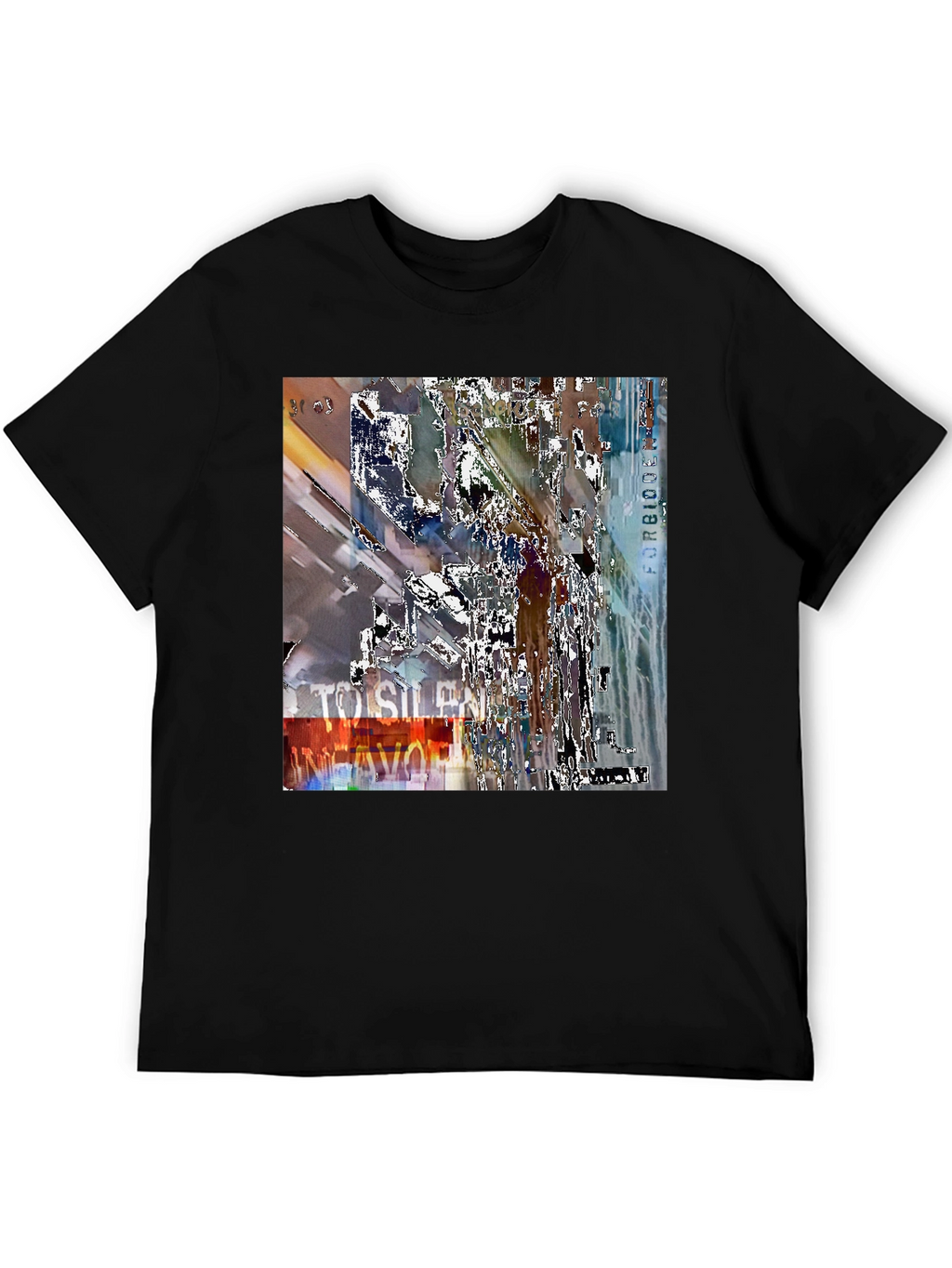 Abstract Graphic Print Black Crew Neck T-Shirt