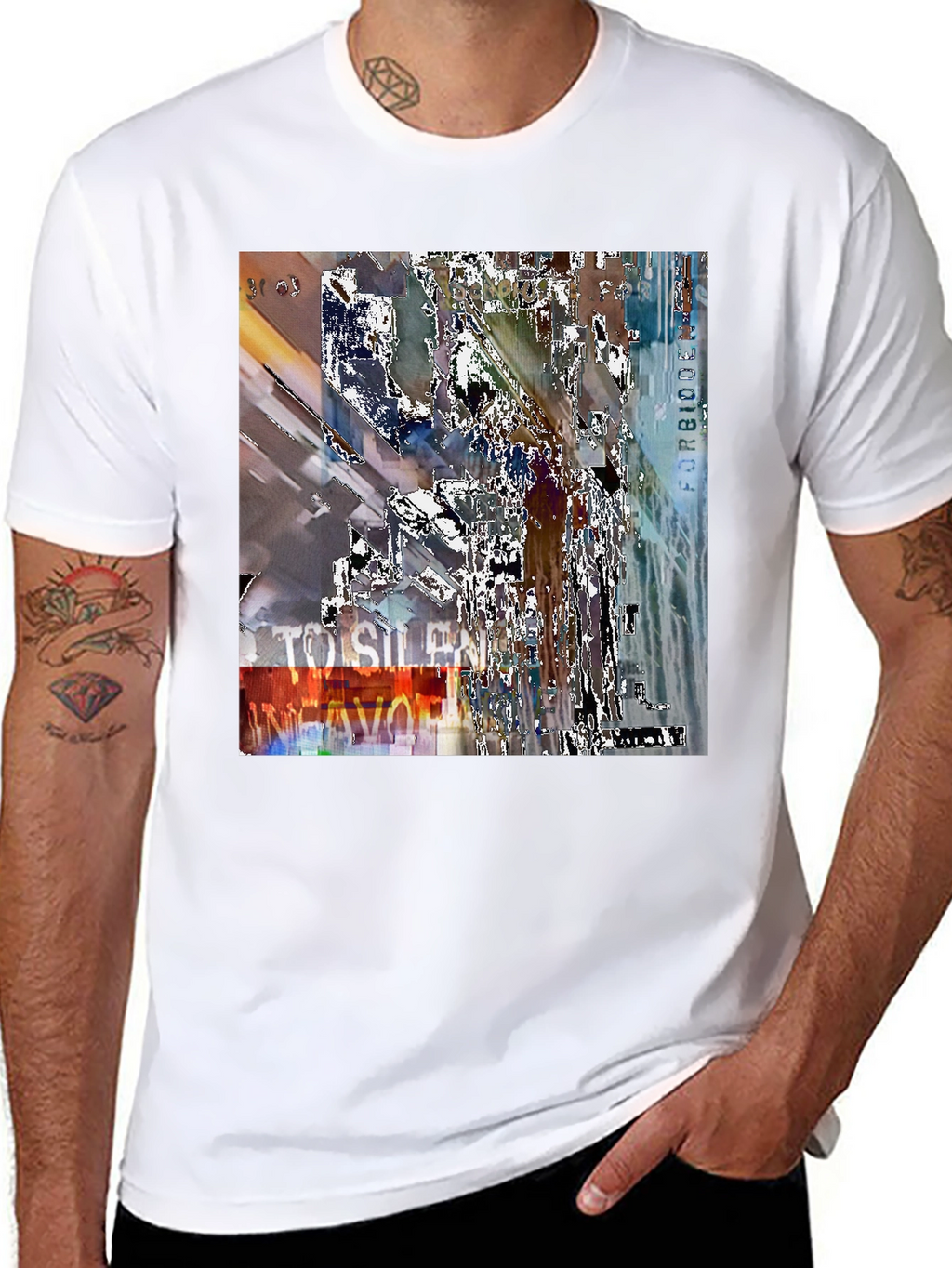 Abstract Graphic Print Black Crew Neck T-Shirt
