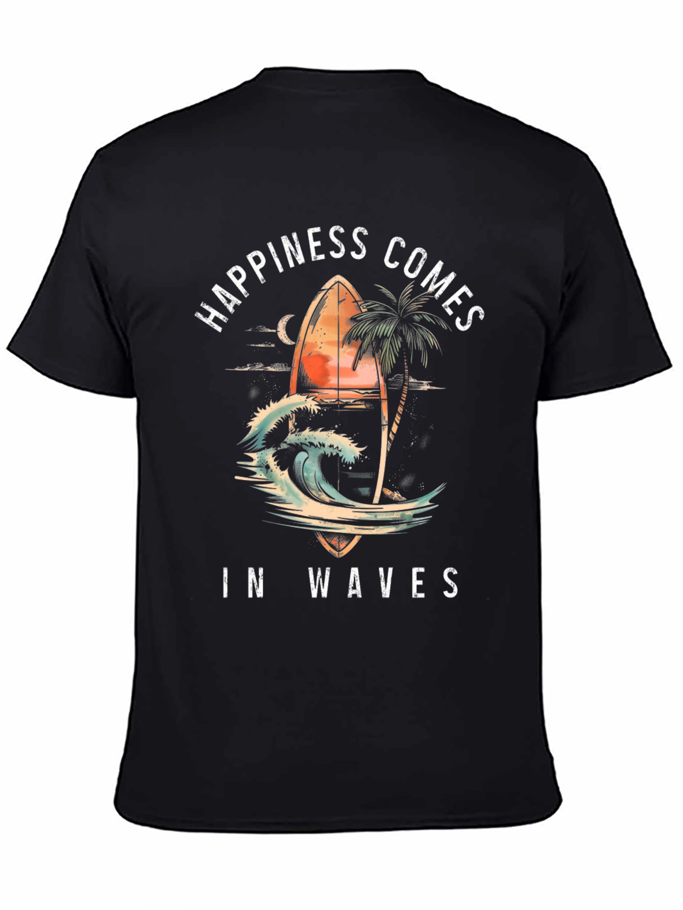 Happiness Comes in Waves Graphic Tee - Surf Style
