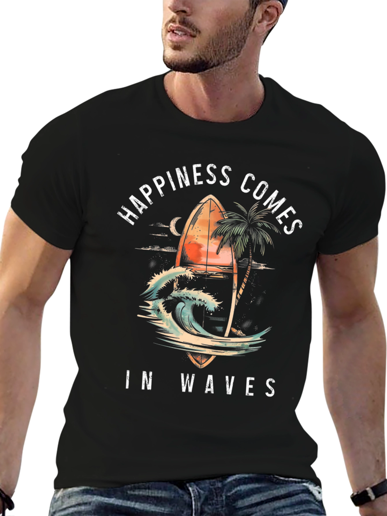 Happiness Comes in Waves Graphic Tee - Surf Style