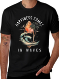 Happiness Comes in Waves Graphic Tee - Surf Style