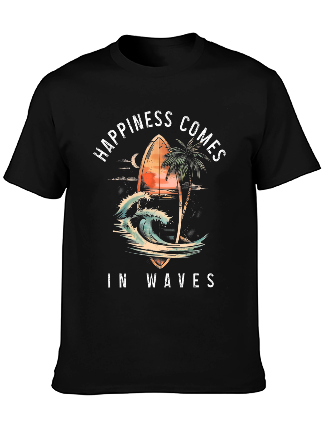 Happiness Comes in Waves Graphic Tee - Surf Style