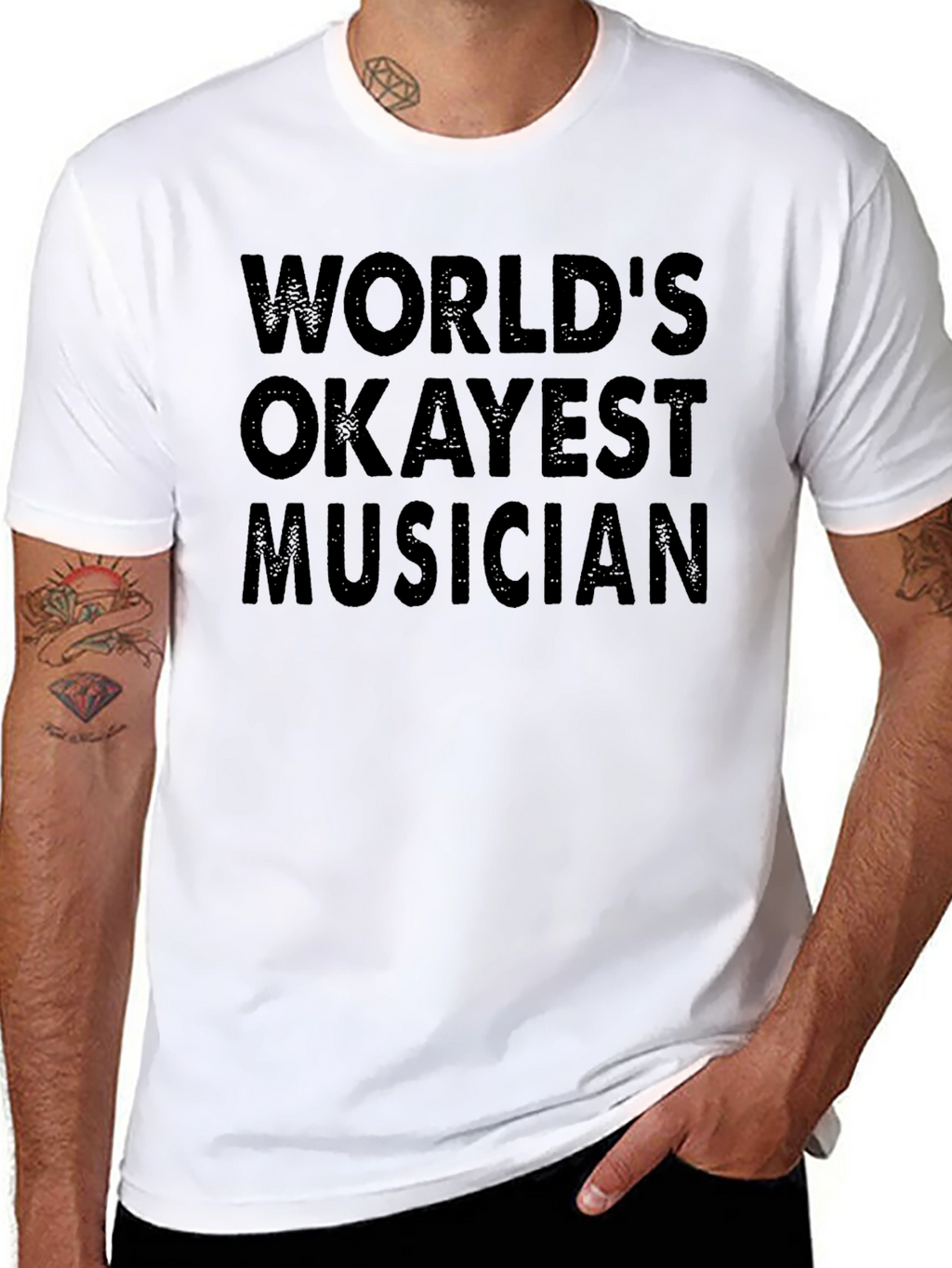 Worlds Okayest Musician Black T-Shirt