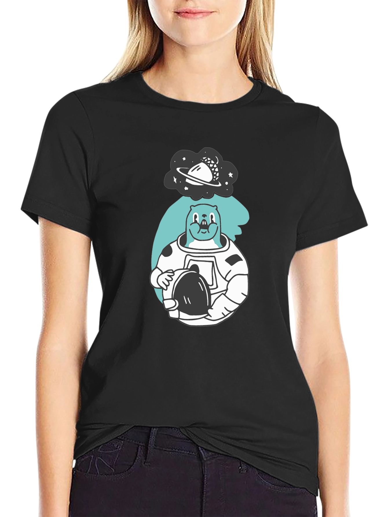 Astronaut Beaver T-Shirt - Black