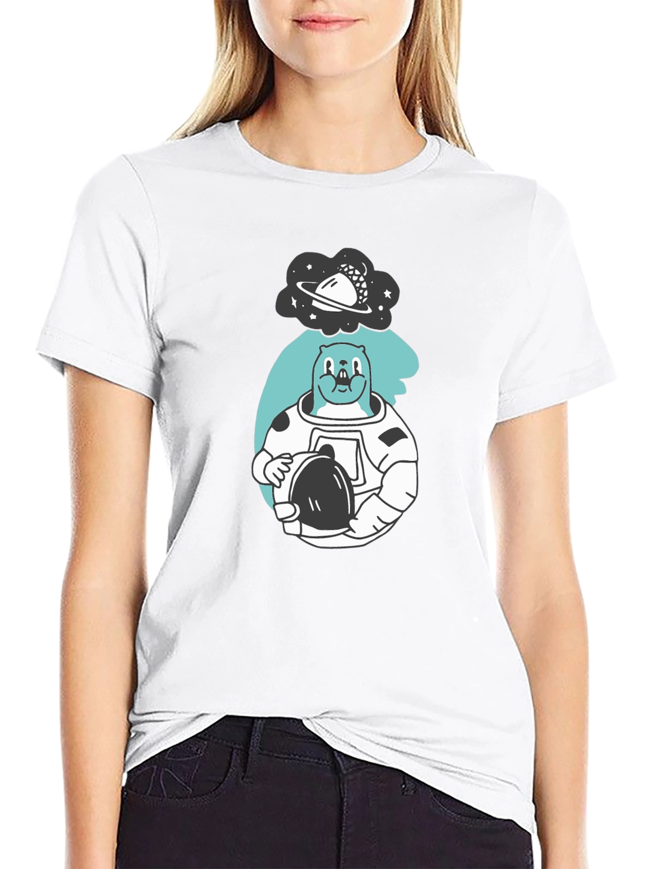 Astronaut Beaver T-Shirt - Black