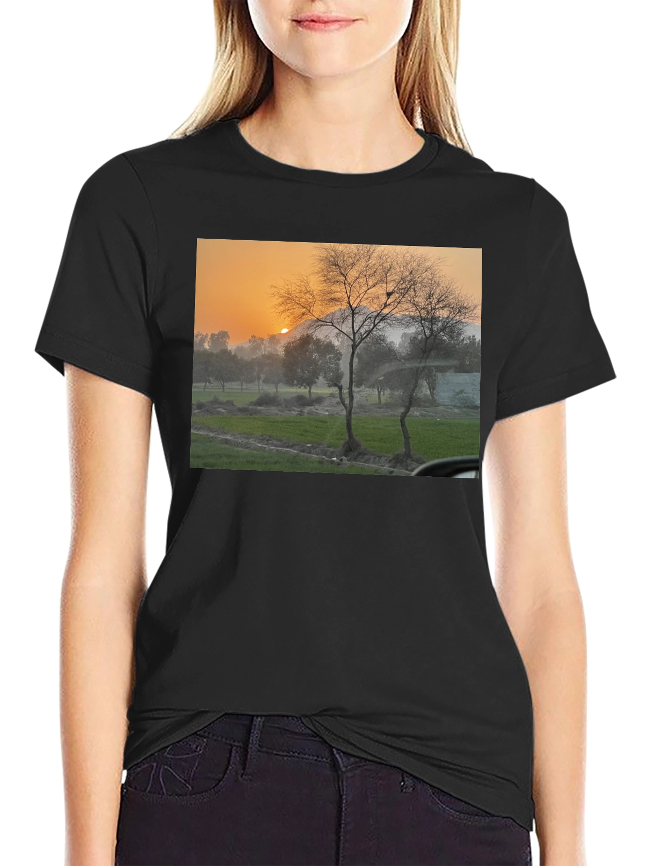 Nature Scene Black T-Shirt