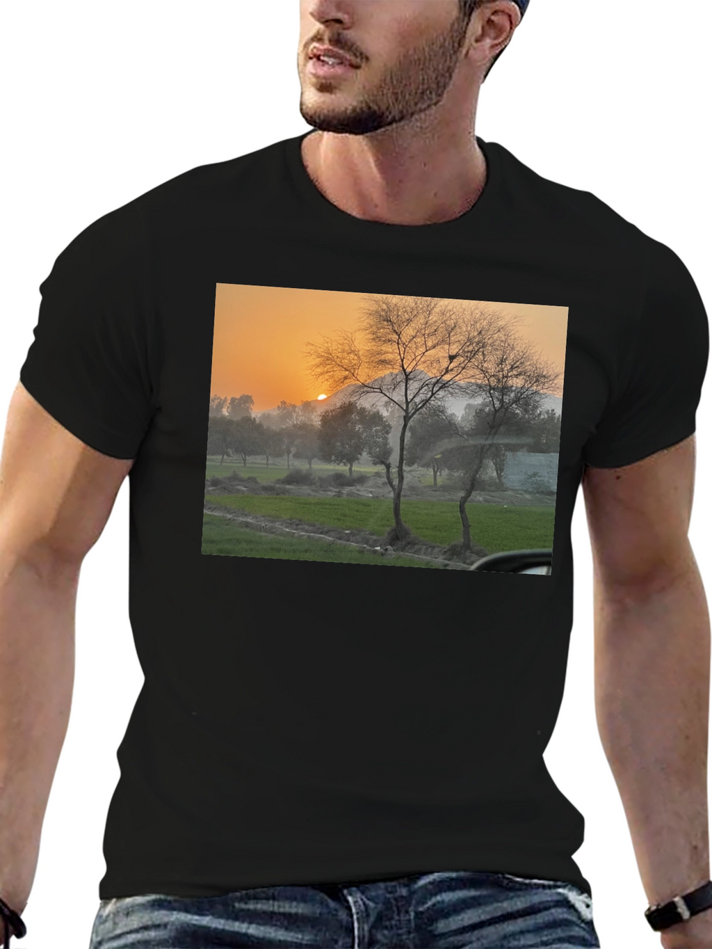Nature Scene Black T-Shirt