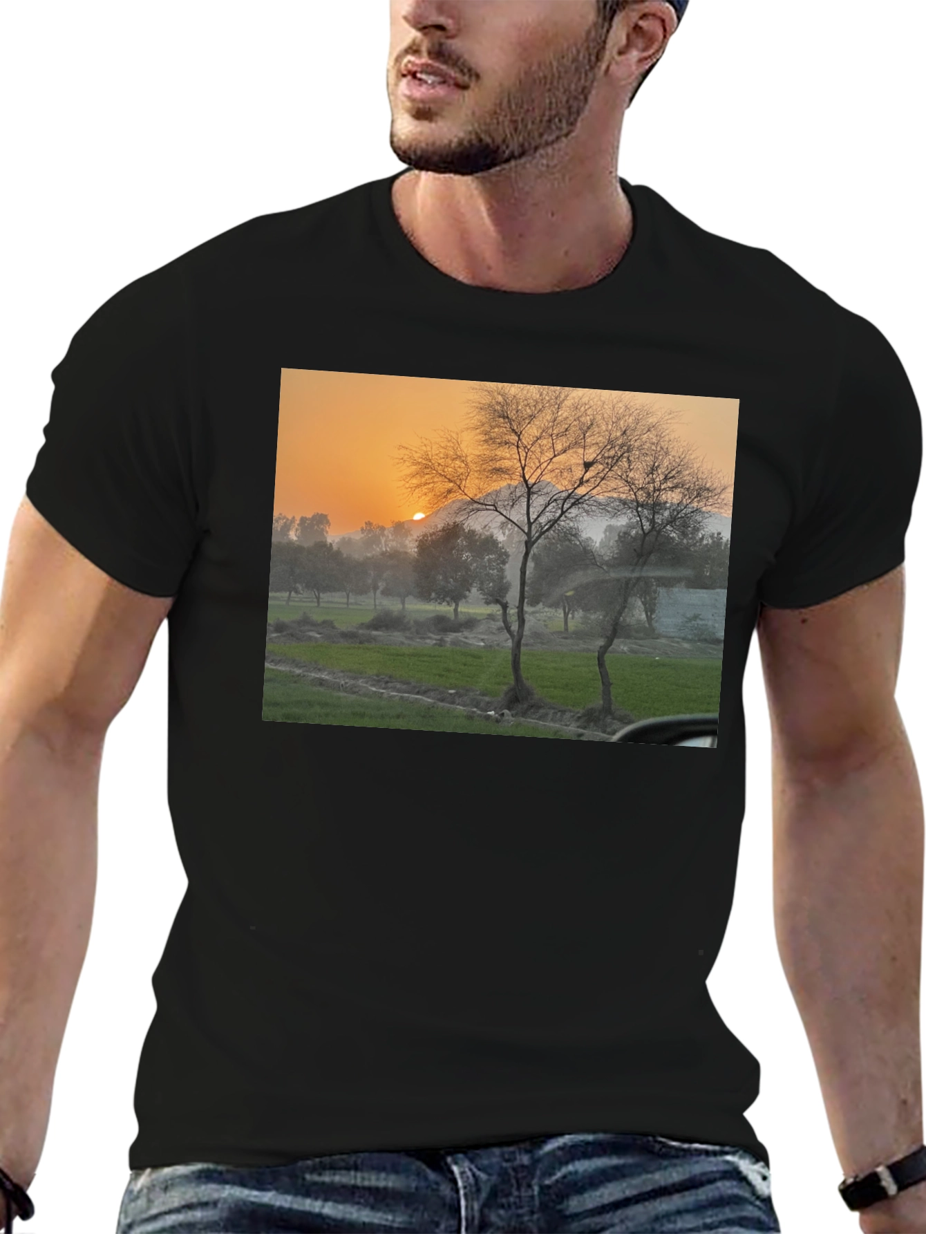 Nature Scene Black T-Shirt