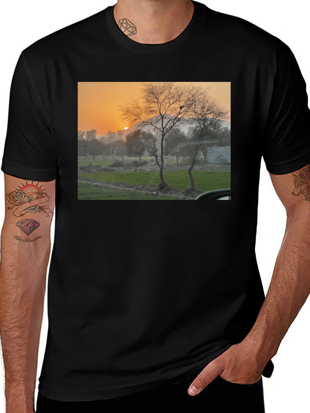 Nature Scene Black T-Shirt