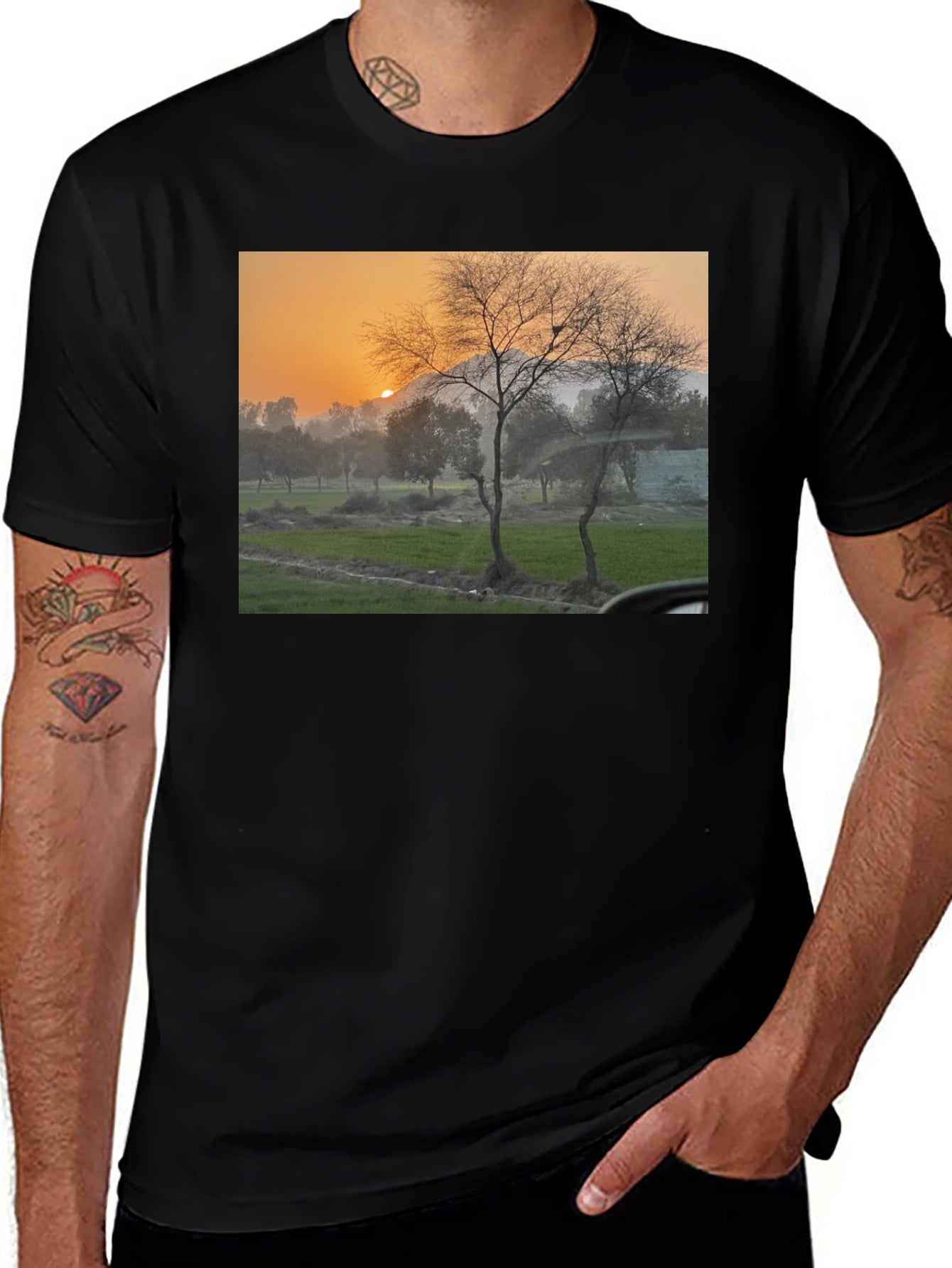 Nature Scene Black T-Shirt