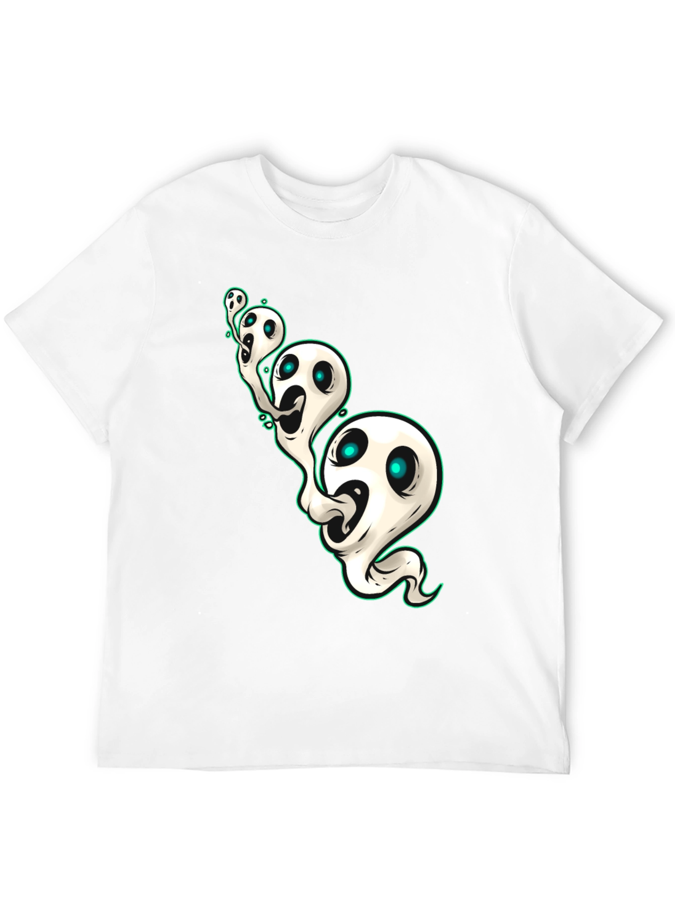 Spooky Ghosts Graphic Black T-Shirt