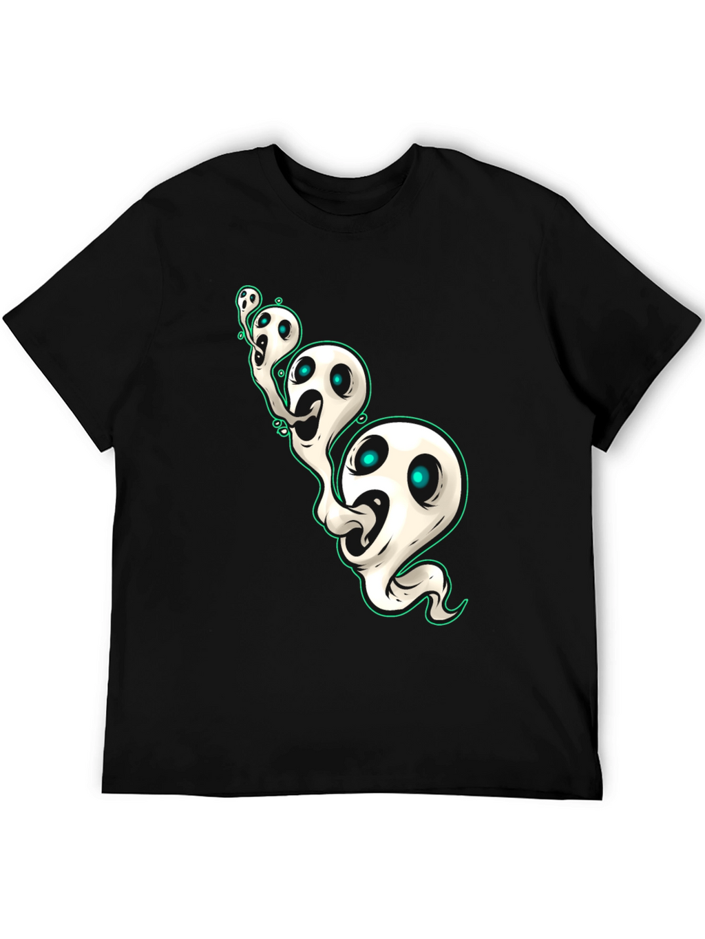 Spooky Ghosts Graphic Black T-Shirt