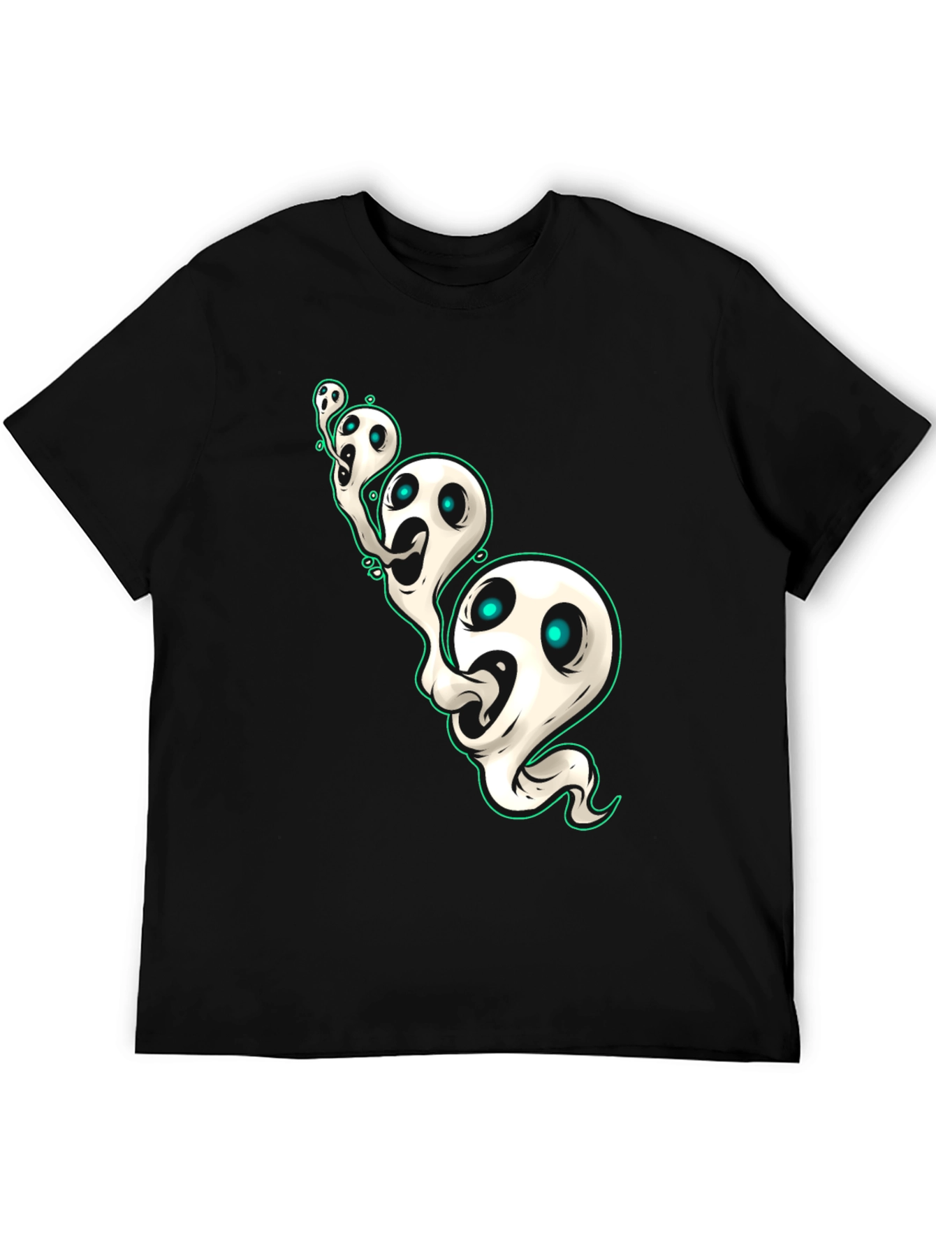 Spooky Ghosts Graphic Black T-Shirt