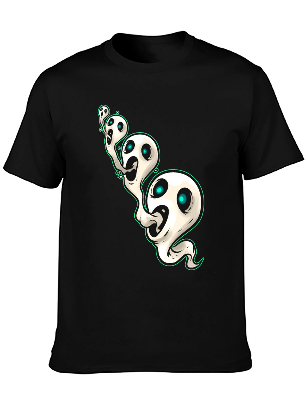 Spooky Ghosts Graphic Black T-Shirt