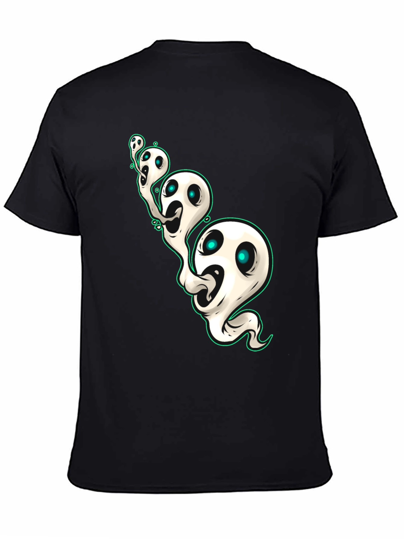 Spooky Ghosts Graphic Black T-Shirt