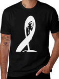 Unique White Graphic Print Black T-Shirt