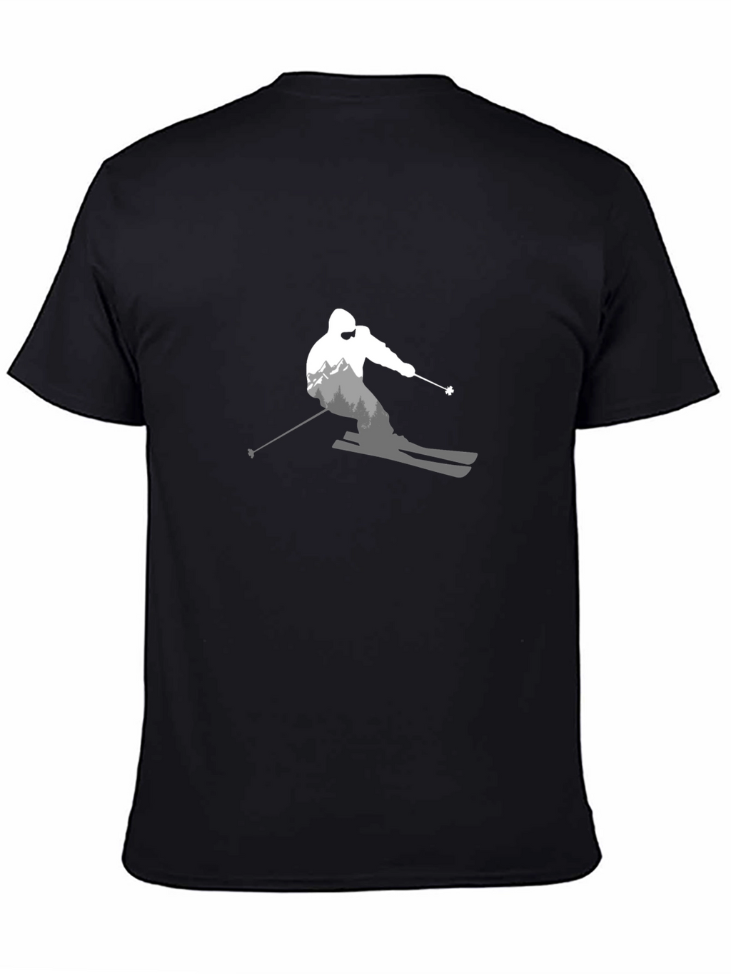 Stylish Skier Graphic T-Shirt - Black