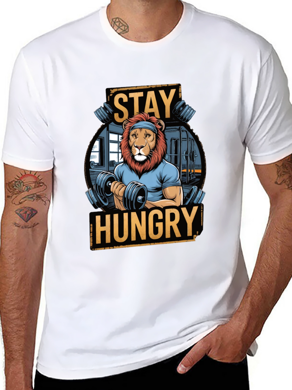 Stay Hungry Lion Gym Workout T-Shirt