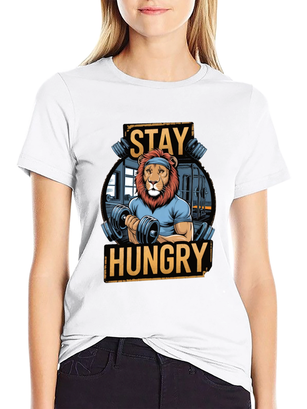 Stay Hungry Lion Gym Workout T-Shirt