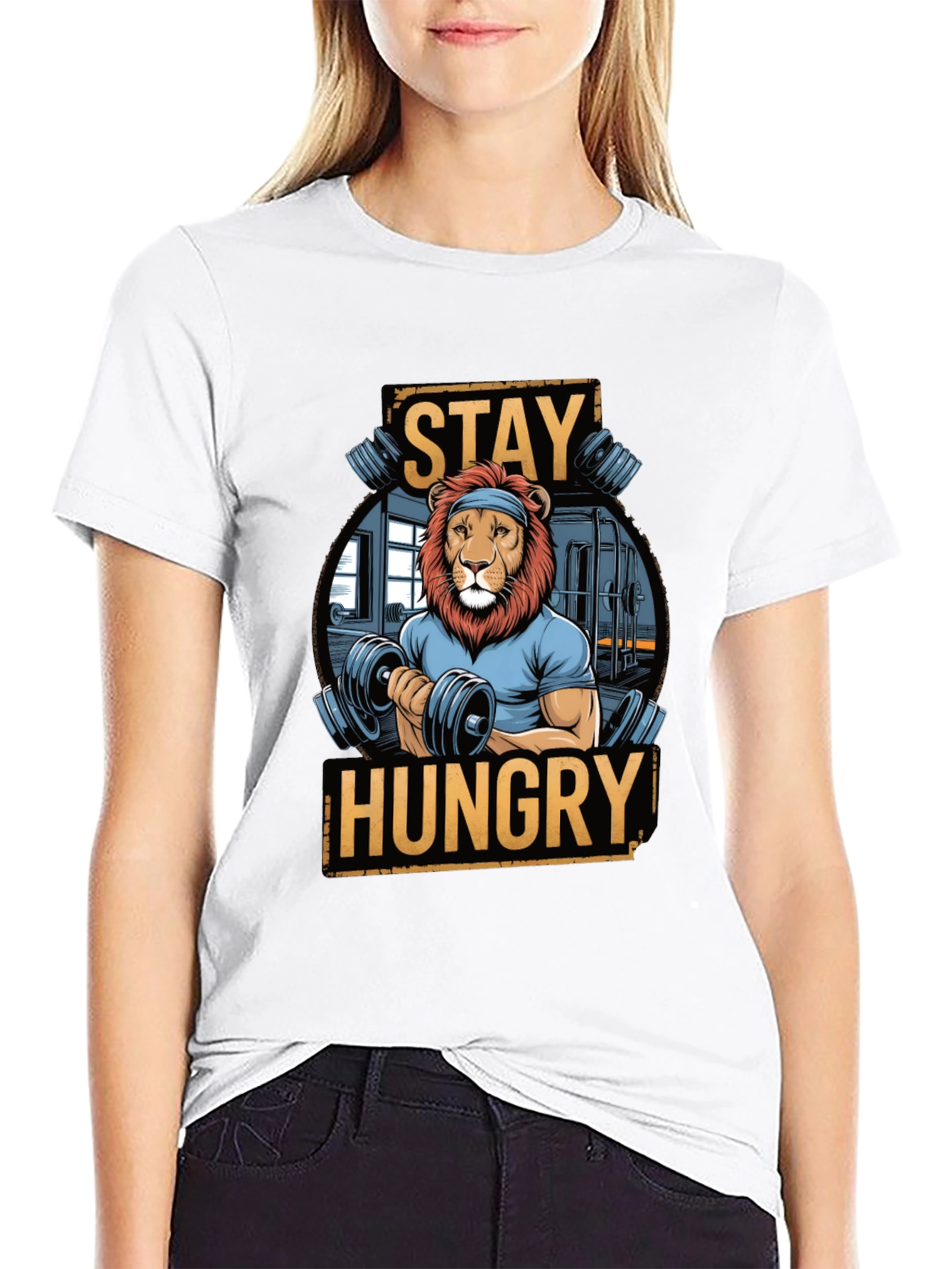 Stay Hungry Lion Gym Workout T-Shirt