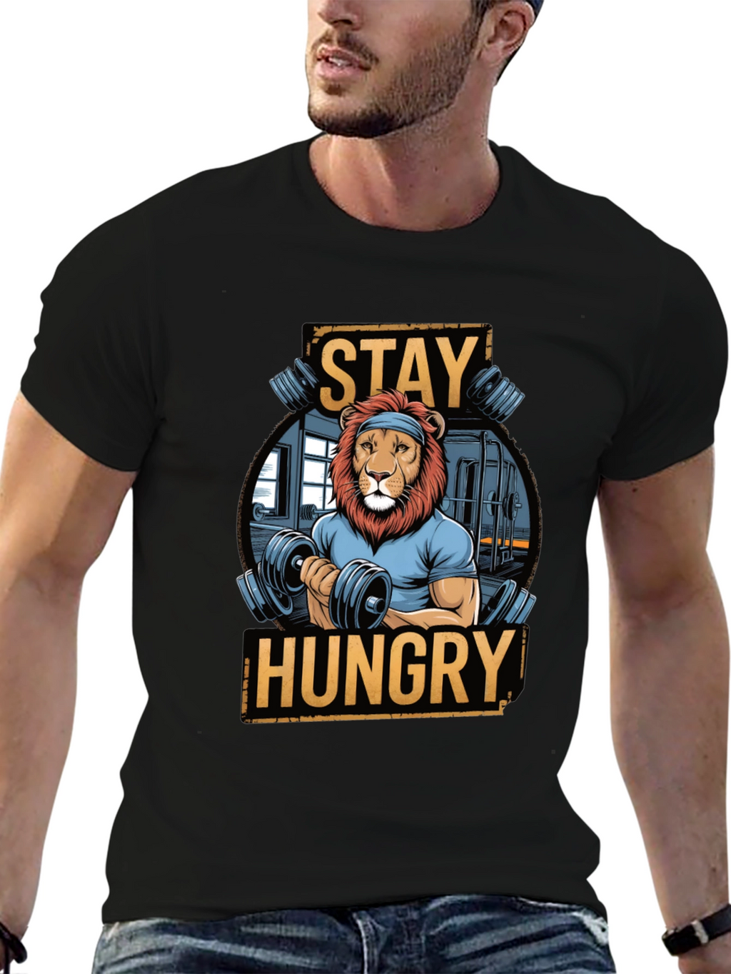 Stay Hungry Lion Gym Workout T-Shirt