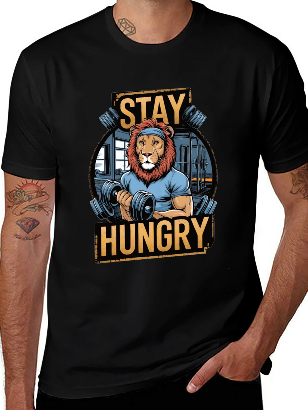 Stay Hungry Lion Gym Workout T-Shirt