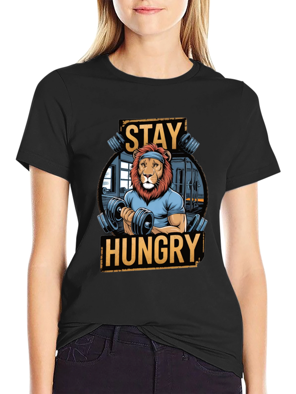 Stay Hungry Lion Gym Workout T-Shirt