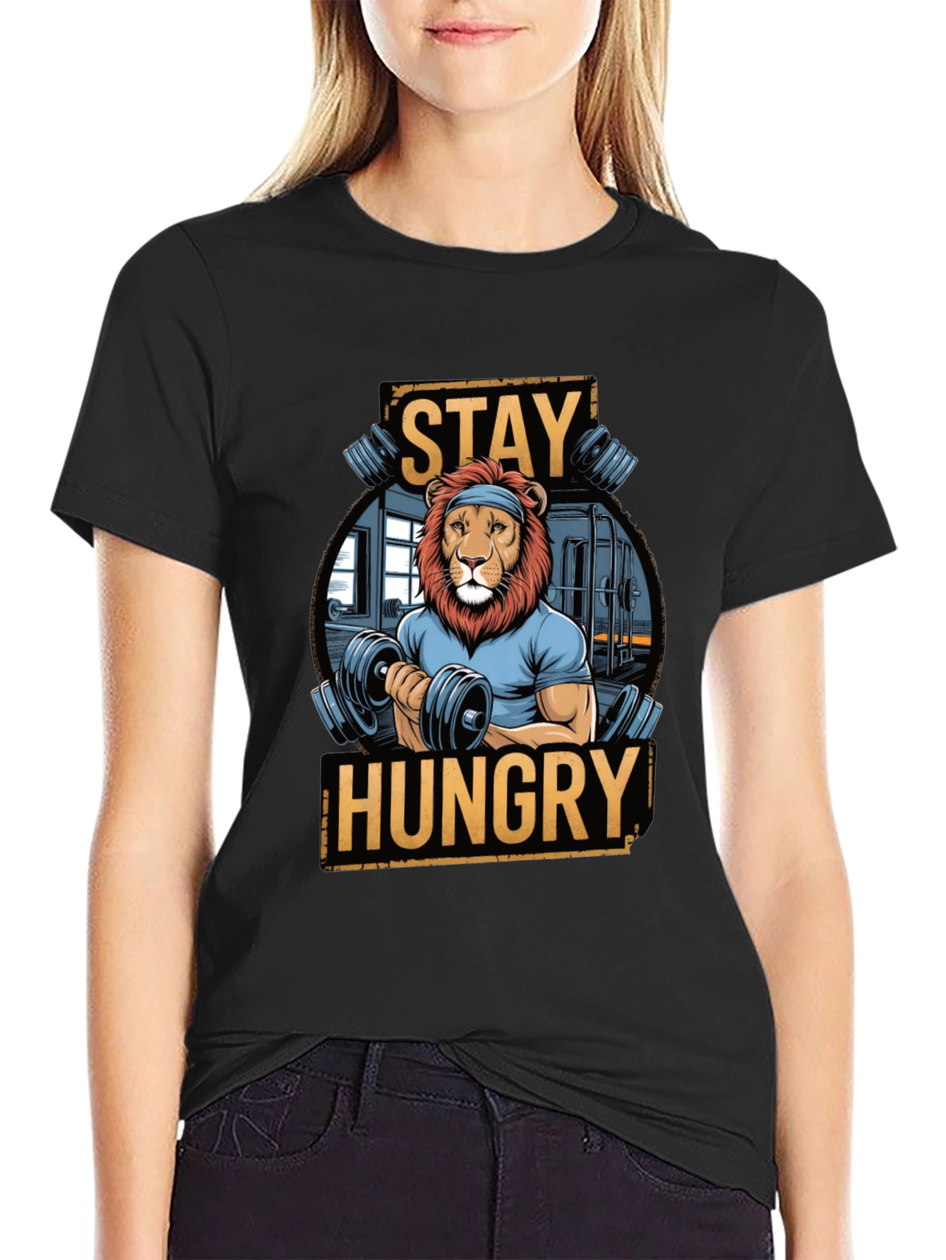 Stay Hungry Lion Gym Workout T-Shirt