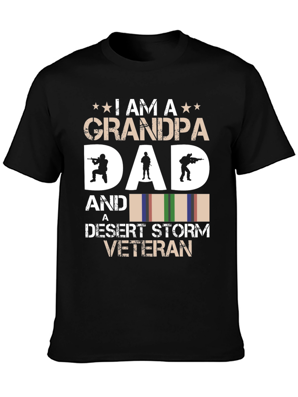 Grandpa Dad Desert Storm Veteran Black Graphic T-Shirt
