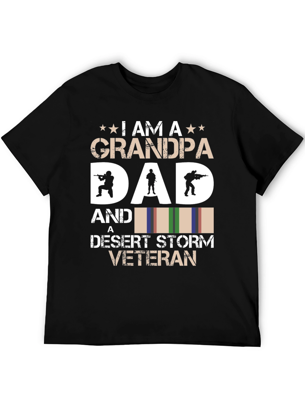 Grandpa Dad Desert Storm Veteran Black Graphic T-Shirt