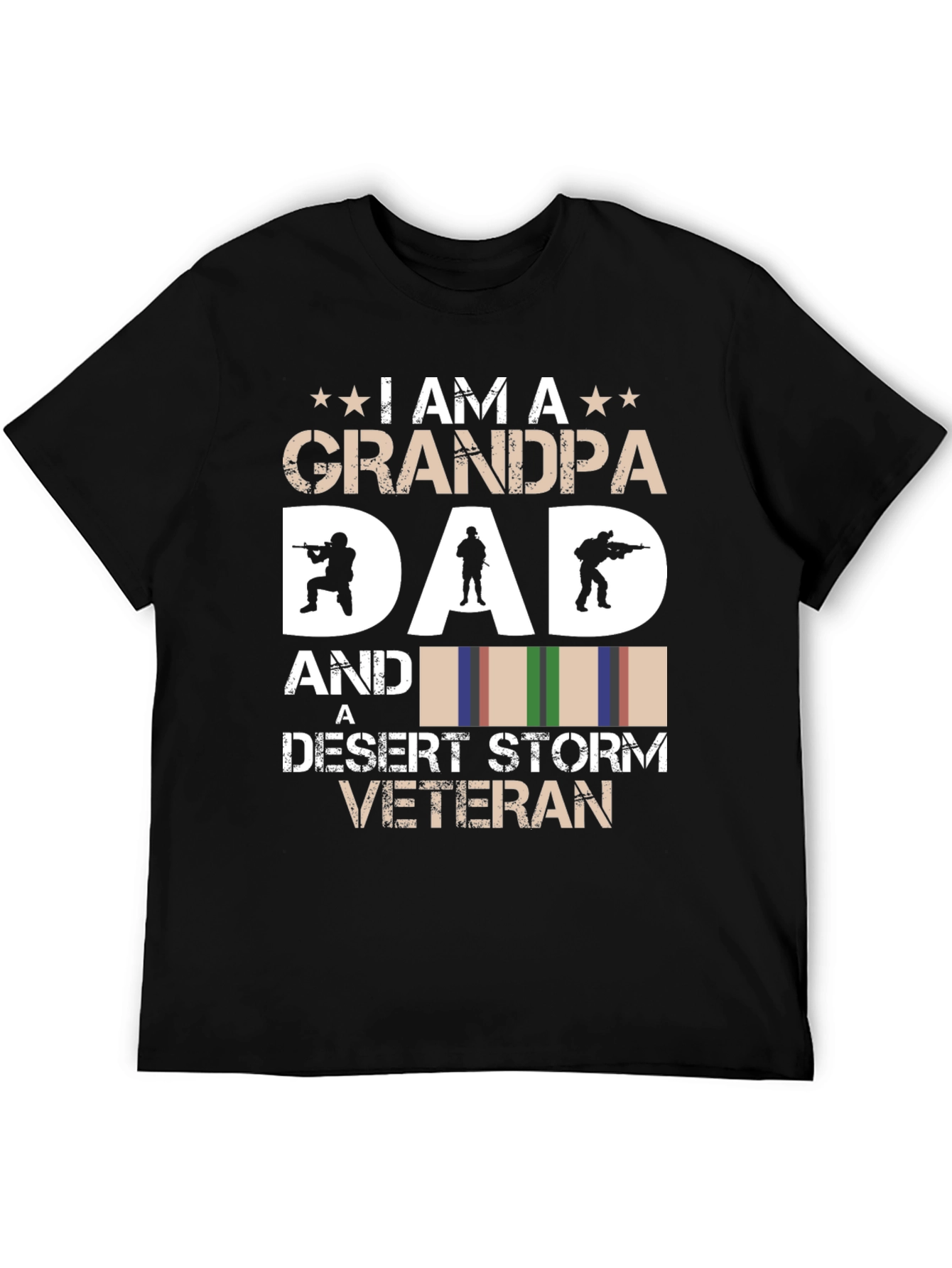 Grandpa Dad Desert Storm Veteran Black Graphic T-Shirt